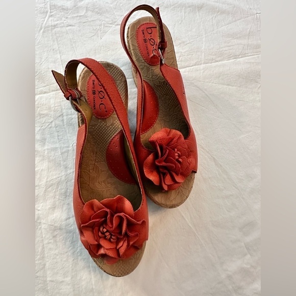 Women’s b.o.c. Cork Wedges, Coral Leather Size 9 - Picture 9 of 16